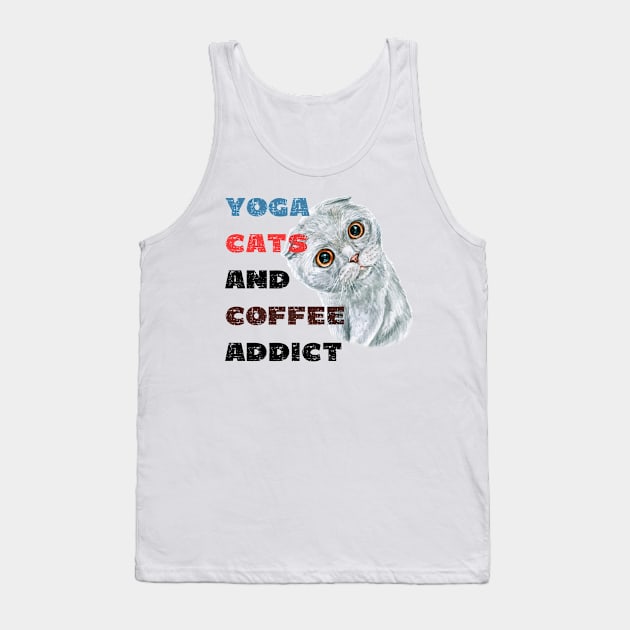 Yoga cats and coffee addict funny quote for yogi Tank Top by Red Yoga